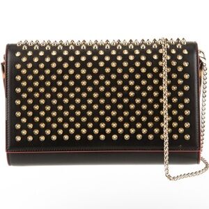 Christian Louboutin Black and Gold Studded Clutch
